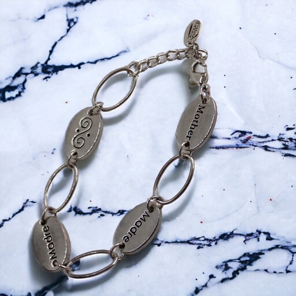 Alexa's Angels Silver Tone Mother's Madre Dainty Chain Link Bracelet 7 - 8" Long - Picture 4 of 9